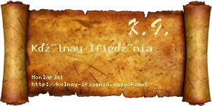 Kálnay Ifigénia névjegykártya